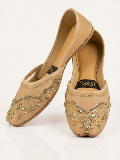 Beige organza khussa – Sole & Stylo - soleandstylo