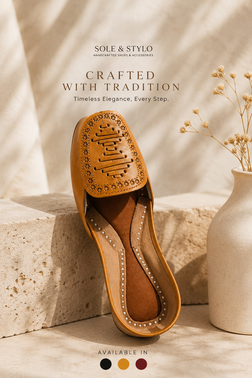 Leather khussa cutwork detail close-up – Sole & Stylo - soleandstylo