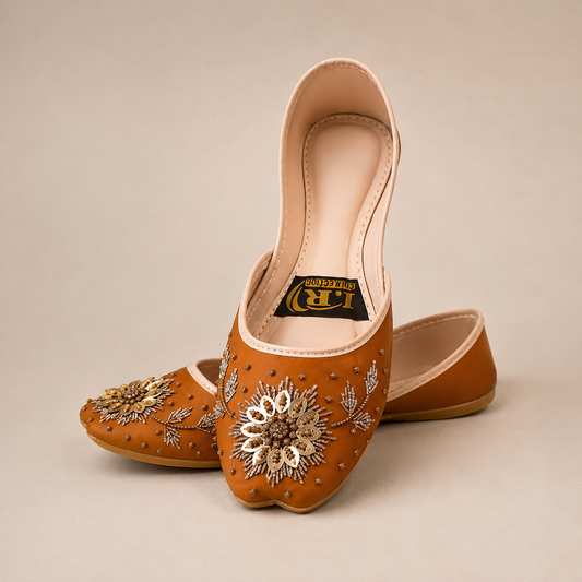 Handcrafted silk khussa with floral embroidery – Sole & Stylo -SoleandStylo