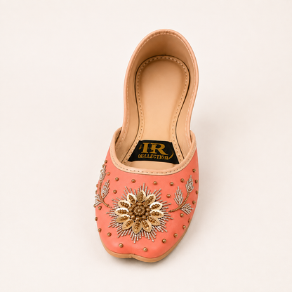 Pink silk khussa – handcrafted – Sole & Stylo - soleandstylo