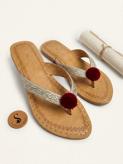 Leather chappal braided strap detail - Sole & Stylo - soleandstylo